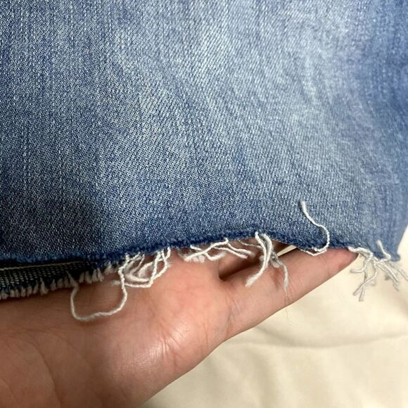 Frame Le Garcon Cutoff Denim Short Overalls Shortalls Islet Blue Large Raw Hem - Picture 9 of 15